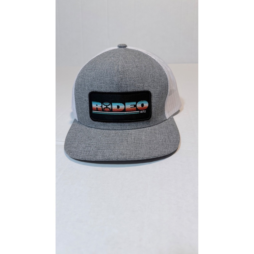 Hooey Rodeo 1872 Trucker Hat Grey White Mesh Snapback Flat Bill Cap Mens